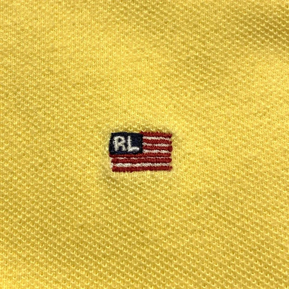 Polo Jeans Co. Ralph Lauren Top Mens Large Yellow Short Sleeve Preppy Flag